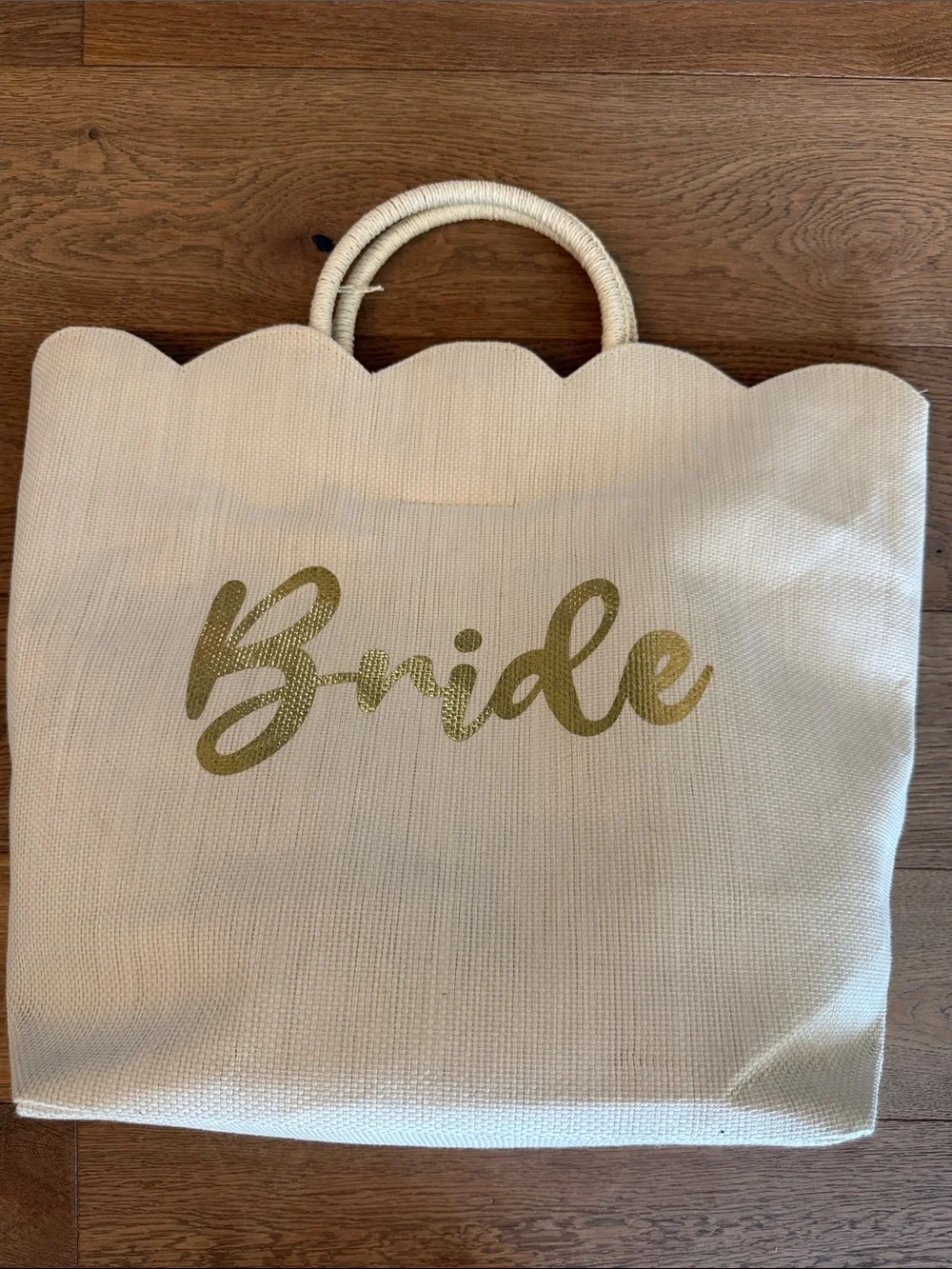 Shiraleah Bride Paper Straw Scalloped tote